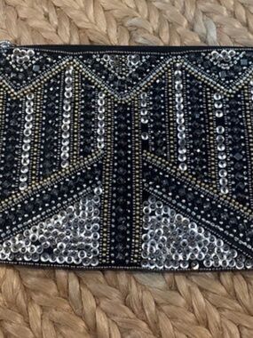 Black Beaded Evening Clutch - Brand Unknown